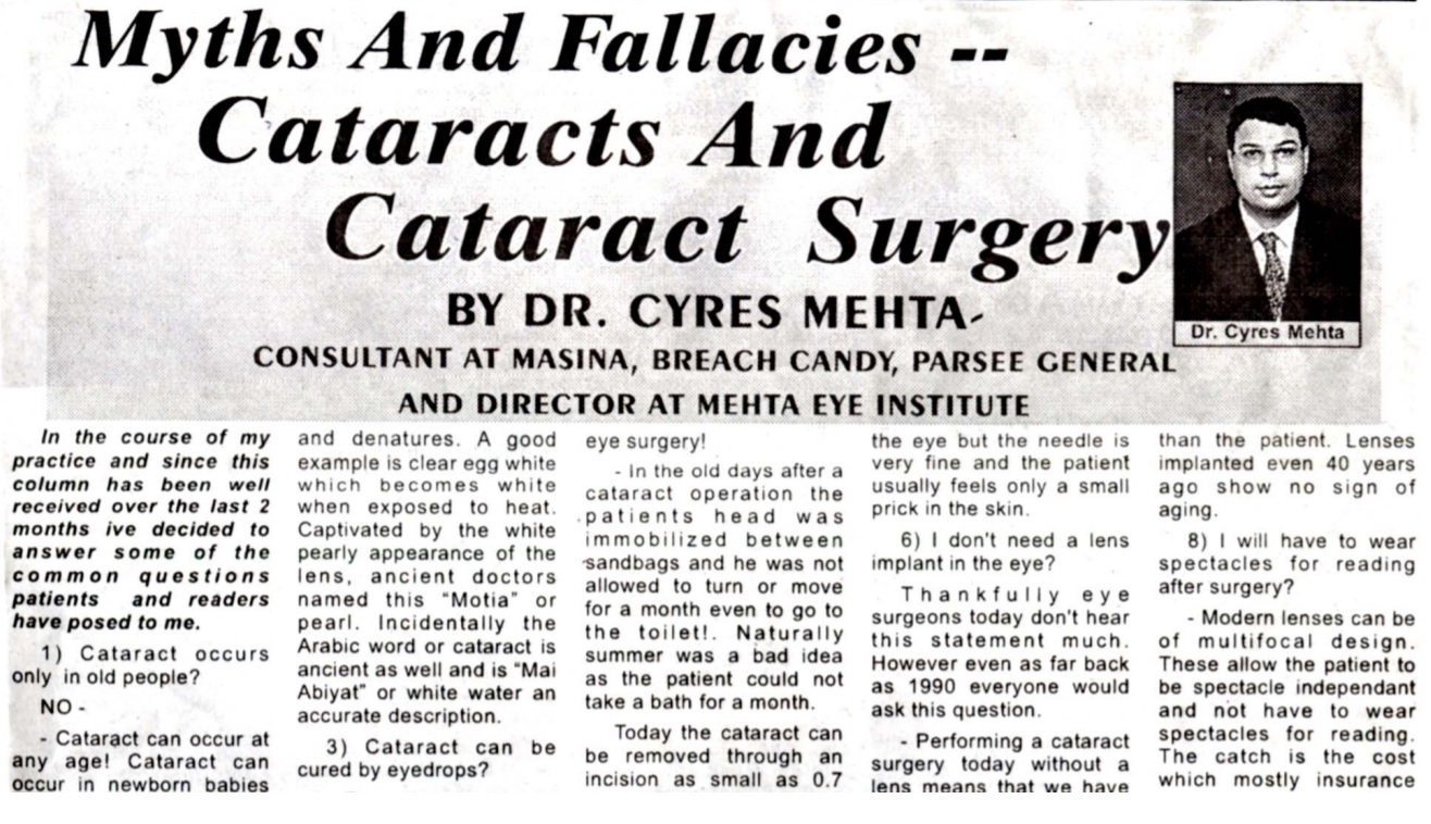 Myths And Fallacies Cataracts And Cataract Surgery