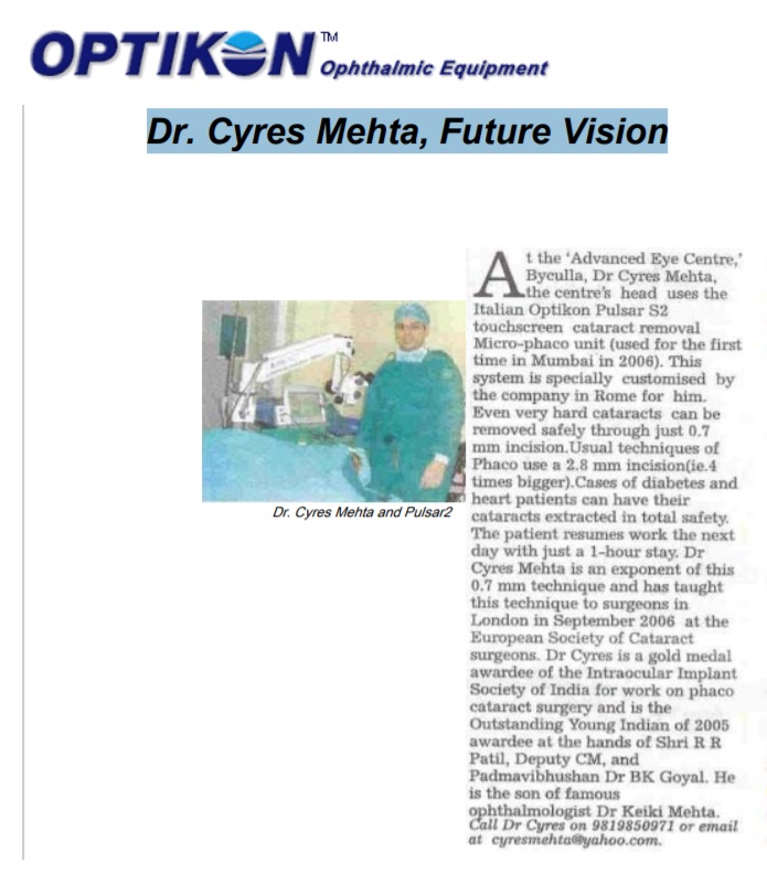 Dr. Cyres Mehta, Future Vision